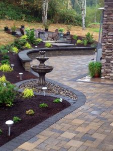 paver patios-Ridgefield Wa Patio Construction with Fountain - Woody's Custom Landscaping