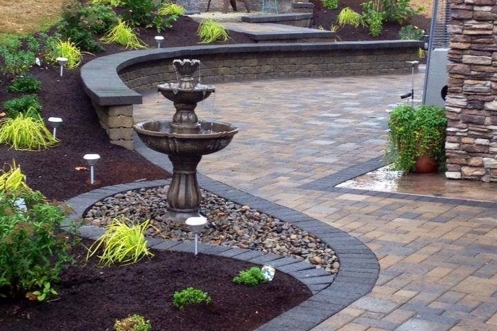 hardscape excellence-paver patios-Ridgefield Wa Patio Construction with Fountain - Woody's Custom Landscaping