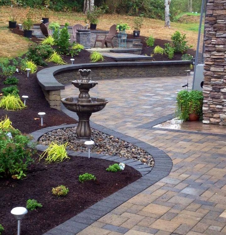 hardscape excellence-paver patios-Ridgefield Wa Patio Construction with Fountain - Woody's Custom Landscaping