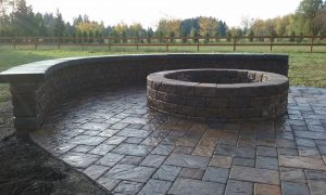 paver patios- seat wall- fire pit